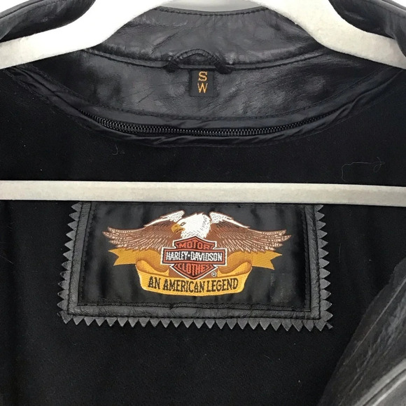 Harley Davidson Women’s Leather Biker Jacket Embroidered Fleece Liner Size Small - Picture 4 of 10